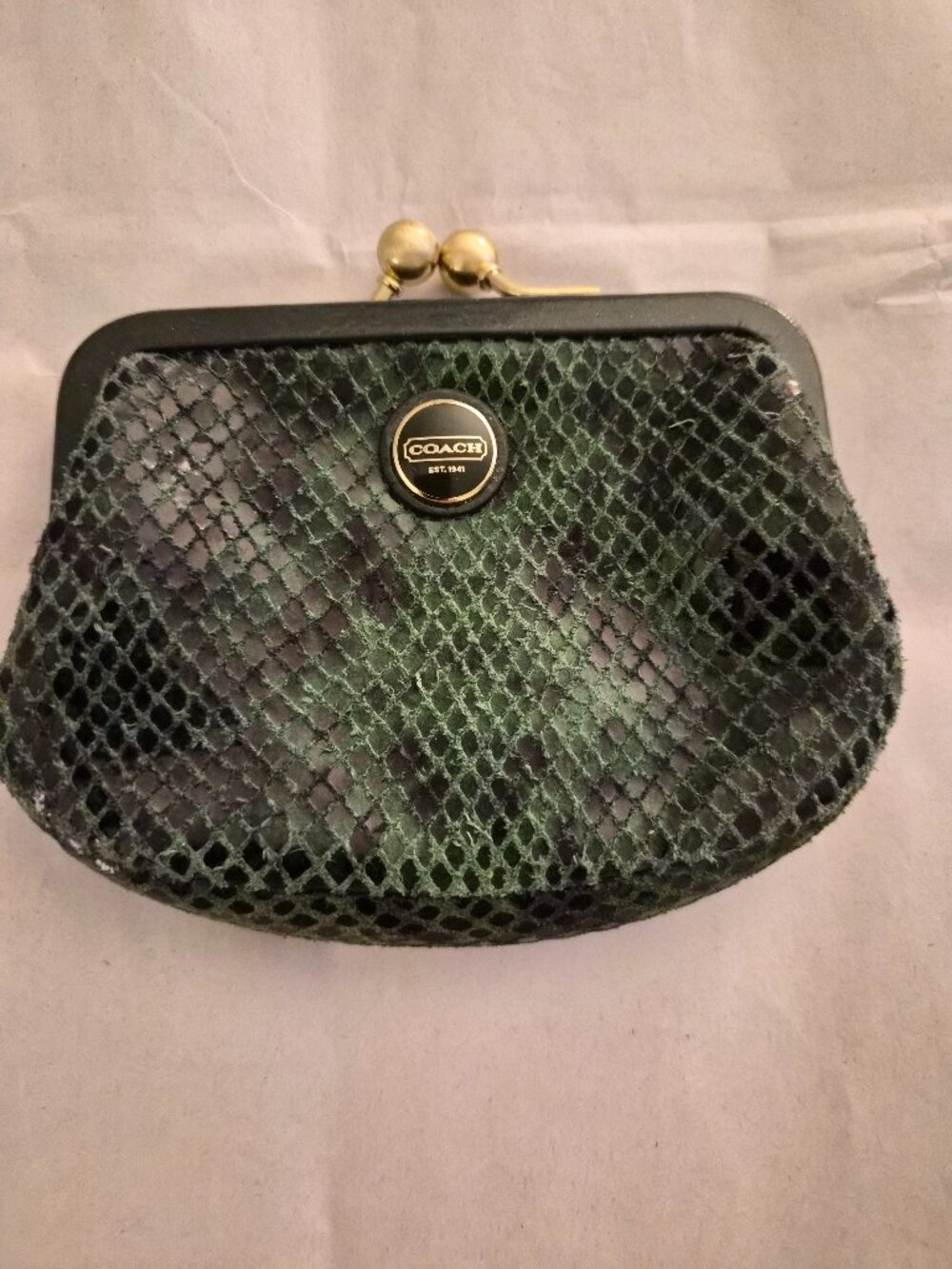 Coach Green Snakeskin Coin Purse